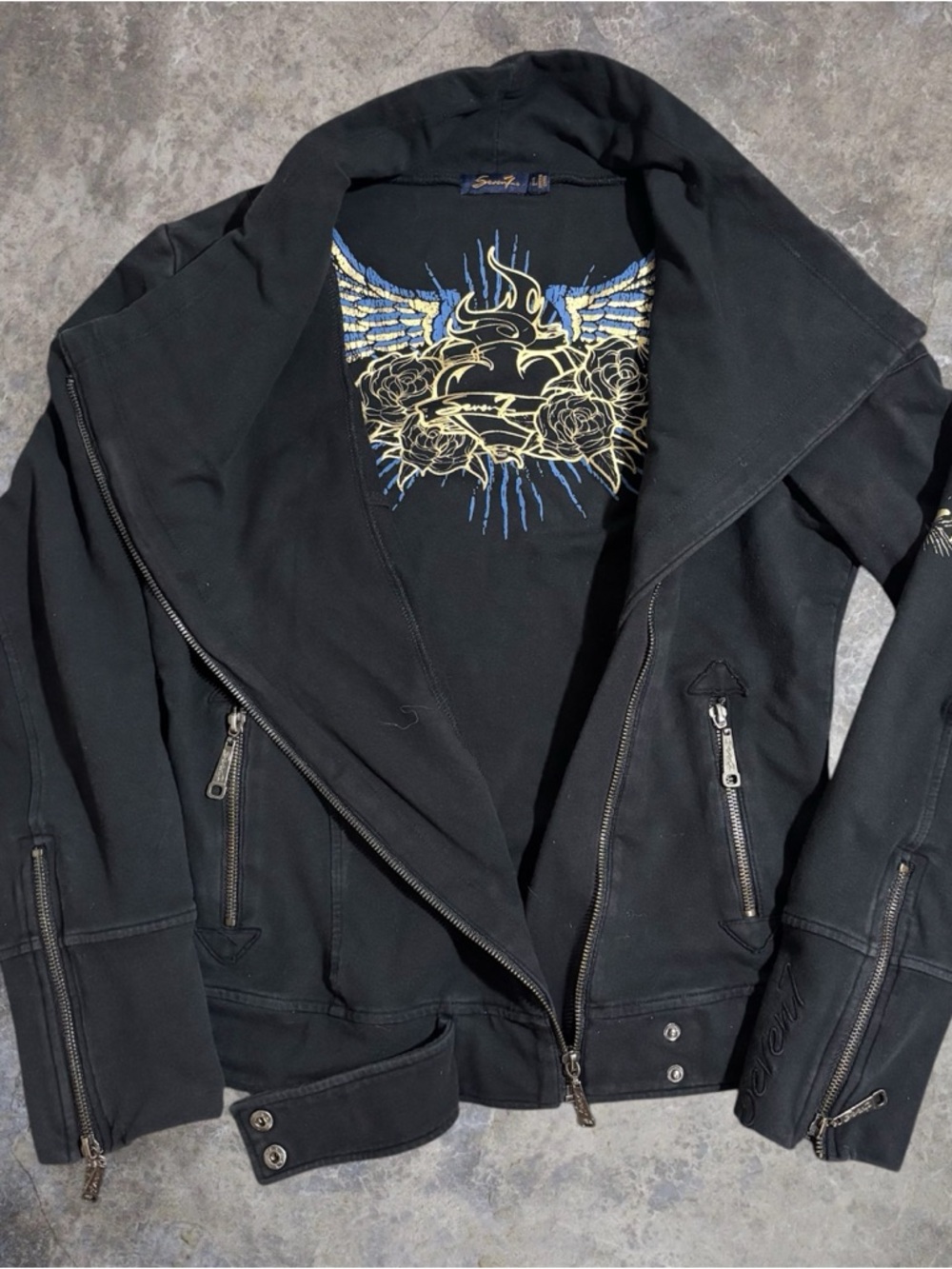 Seven7 Y2K Grunge Zip Up Sweater Jacket